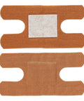 Real Deal Flex Fabric Adhesive Bandages For Knuckles 100 Count Box, showing two breathable woven wraps with nonstick pads.