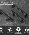 Matte Black Cabinet Pulls 15 Pack, 3 Inch Center to Center, 5 Inch Overall Length, Stainless Steel Handles displayed on a surface