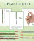Refilling process for Seven Glitter Pens Set For Women With Ten Black Ink Refills Cute Sparkly Ballpoint Pens In Seven Designs.
