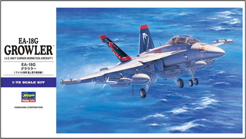US Navy EA-18G Growler Electronic Warfare Fighter Model Kit In 1/72 Scale For Builders Dope Hasegawa Plastic Kit cover art