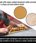 Craftsman using 600 Grit Gold Longboard Sandpaper Roll With Hook And Loop Backing on a hand sanding block for woodworking.