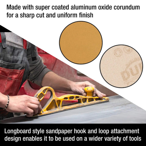 Craftsman using 600 Grit Gold Longboard Sandpaper Roll With Hook And Loop Backing on a hand sanding block for woodworking.