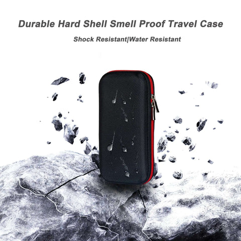 Durable hard shell smell proof travel case, waterproof, shock resistant, designed for secure storage of vape gear.