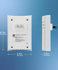 Dimensions of Wireless Doorbell Kit With Plug In Receiver And 2 Push Buttons, 8 Melodies And 4 Volume Levels, 150 Ft Range