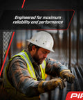 Worker on construction site wearing Fiberglass Full Brim Hard Hat Pro Grade With Wheel Ratchet 8 Point Suspension ANSI ISEA Z89.1 Type 1 Class G
