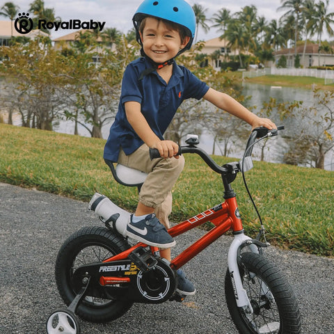 Child riding red bike with Universal One Piece Crankarm Set For 20 Inch Bikes Black Durable Crank Kit For Freestyle And Stargirl Bicycles