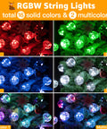 Lit 30Ft Outdoor String Lights RGBW With 30 Edison LEDs Waterproof Shatterproof Patio Deck Lights in red, green, blue, white modes