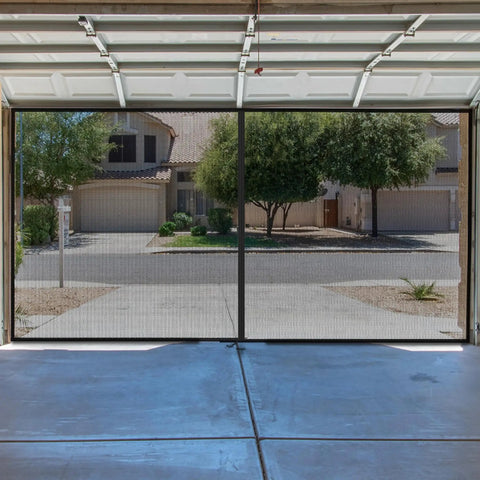 Magnetic Garage Screen Door For Two Car Garages, Heavy Duty Fiberglass Mesh Insect Net Enclosure With Mounting Hardware installed