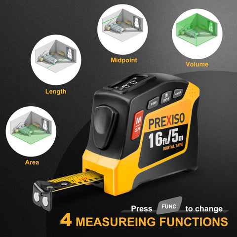 Two In One Digital Tape Measure With 16 Ft Rechargeable Tape Pocket Friendly No Laser Auto Retract Clear High Precision Digital Readout Easy To Use For Home Renovations DIY Projects And On Site Measurements, 16ft digital tape measure