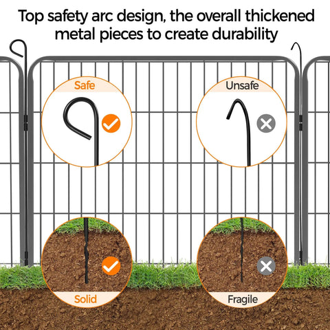 32 Inch 32 Panels Outdoor Dog Playpen Built Tough Heavy Duty Metal Pet Fence showcasing safety arc design and ground stakes stability.