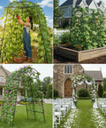 Super Sturdy 7 Foot Garden Arch Trellis For Climbing Plants in backyard with vegetables and flowering vines