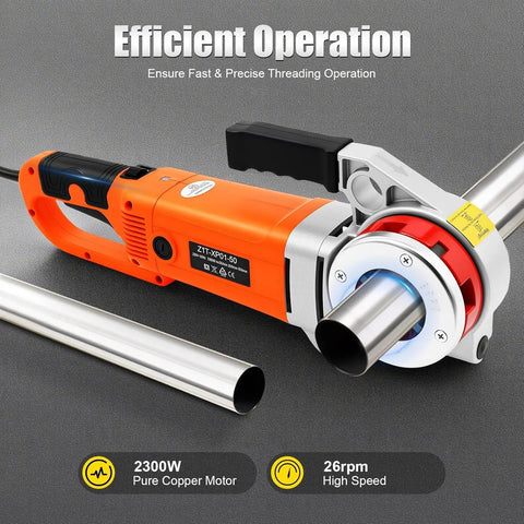 No Sweat 200W Electric Pipe Threader For Half To 2 Inch Pipes, 26Rpm Copper Motor, showing aluminum body and threading mechanism.