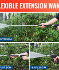Pressure Washer Gun And Wand With Five Nozzles, M22-14mm And M22-15mm Fittings, demonstrating flexible extension.