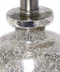 Close-up of textured glass detail on Textured Glass Table Lamp With Clear Blue Dome Base And White Fabric Drum Shade.