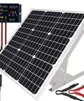 50W 12V Solar Panel Kit With Trickle Charger Maintainer, Waterproof Controller, and Adjustable Mount Bracket shown