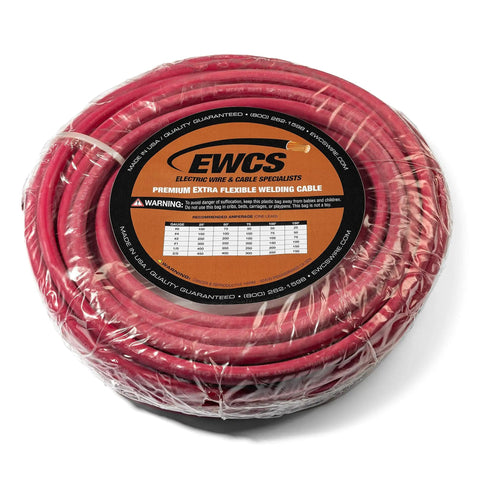 Six Gauge Premium Extra Flexible Welding Cable 600 Volt Red 25 Feet Made In USA Sunlight Resistant Water Resistant Coil