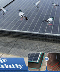 Solar panels protected by 6-In By 100-Ft Critter Guard Roof Net Roll Kit With Rust-Proof Black PVC Coated Galvanized Mesh Pigeon Bird Proof Net With 70 Fastener Clips For Bird And Animal Control Easy Install Heavy-Duty Roof Protection, showing high malleability and multiple angles.
