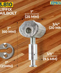 Slipfix Railbolt Handrail Post To Post Fastening System For Stairs with measurements and components displayed