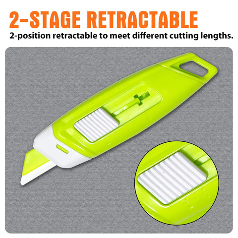 Ceramic Safety Box Cutter With Safety Lock Pocket Sized Magnetic Cardboard Opener For Packages Ultra Sharp Ceramic Blade Rust Resistant Handy Mini Knife 4 Pack, 2-stage retractable blade
