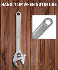 24 Inch Adjustable Wrench Heavy Duty Drop Forged Steel Chrome Plated With Precision Machined Jaws Rust Resistant hanging on a wall