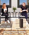 Two Seat Outdoor Glider Chairs With Coffee Table For Patio Backyard And Porch Breathable Sling Seats Gray with people seated