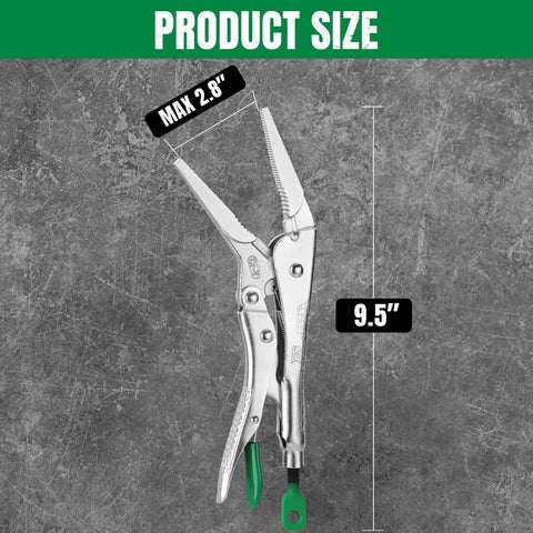 Long Nose Locking Pliers 9.5 Inch With Ergonomic Anti Slip Handle, Premium CRV Steel, Nickel Plated For Rust Resistance