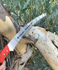 RazorTOOTH Pruning Saw For One-Hand Use 13-Inch Curved Blade Tree Saw With High-Carbon SK5 Steel Chrome-Plated Edges Cuts Branches