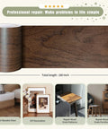 Self Adhesive Wood Grain Repair Tape 2.4 X 180 In For Fixing Scratches On Tables Chairs Baseboards Doors Floors Cabinets And All Furniture DIY Makeover Dark Oak Finish, roll of dark oak tape with wood grain pattern