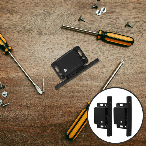 Rv Cabinet Door Latch And Catch Kit With Push To Close Mechanism Includes 8 Screws And 10 Double Sided Adhesive Strips ABS Material