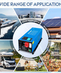 Heavy Duty 3000W Pure Sine Wave Inverter Charger For Off Grid Power 12V To 120V AC 9000W Surge LCD Display shown in usage scenarios