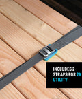 CamJam Tie Down Straps Pack of 2, Heavy Duty 6 Ft Luggage and Gear Straps with cam buckle securing wooden load