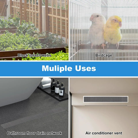 Six Pack 11.8 Inch By 8.2 Inch 304 Stainless Steel Wire Mesh Screens For Diy Projects Cages Vents Garden Window Screens And Filter Mesh Rustproof Heavy Duty With Heat Resistance Up To 1490 Fahrenheit shown used in garden, birdcage, bathroom, vent
