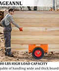 Person using Orange Beefy Heavy Duty Panel Dolly 1100 Lbs Capacity With 10 Inch Solid Wheels Door Cart For Drywall Panels