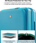Expandable 20 Inch Carry On Luggage With Top Opening Design Caribbean Blue Hard Shell Roller Suitcase Lightweight 8.8 Lb