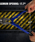 14 Inch Heavy Duty Bolt Cutter Built Tough With Ergonomic Anti Slip Handles For Cutting Locks Chains Wires And Chain Link Fences Made From T8A Steel For High Hardness And Long Lasting Performance, shown with maximum opening of 17.7 inches