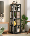 4 Tier 360 Degree Rotating Corner Bookshelf With Industrial Metal Frame And Spinning Storage Shelf Tall 54 Inch Tower