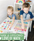 Children using Kid-Friendly Elementary School Math Posters Set With Multiplication Chart And Place Value Chart For Classrooms 11x17 Inch