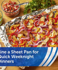 Baked fajitas with red onions and bell peppers on Everyday Strength Aluminum Foil Roll For Freezer And Grill Safe Cooking