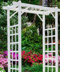 Vinyl Garden Arbor Archway for Outdoors, White 57 by 85 inches with Trellis Sides, Easy Setup PVC in Garden with Flowers