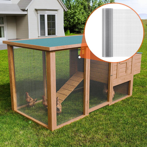 Real Deal 1/2 Inch Hardware Cloth, 24 By 25 Ft Roll, 19 Gauge Hot Dipped Galvanized Steel Wire Mesh used in a chicken coop.