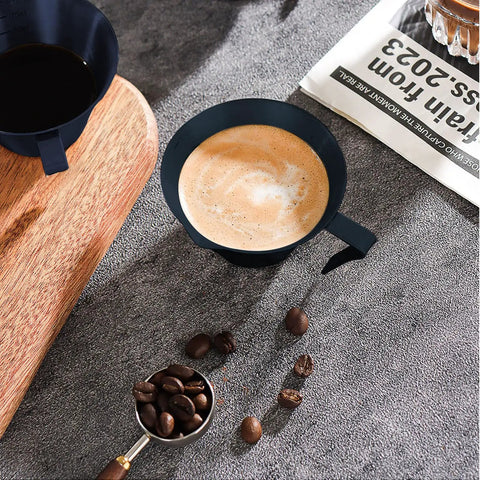 Stainless Steel Espresso Shot Cups With Spout And Handle, V Shaped Mouth For Clean Pour, Dual Oz And Ml Measuring, 3.4 Ounce Capacity