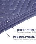 Close-up of 7-Pack Heavy Duty Padded Moving Blankets 72 By 40 Inches showing double stitching and internal padding