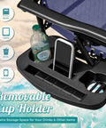Removable cup holder on Two Blue Zero Gravity Lounge Chairs Set with space for drinks, phone, and book, no assembly needed