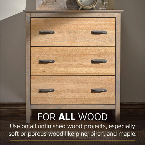 Smooth Pre Stain Wood Conditioner Goes On Silky Smooth And Knocks Out Blotches Dead On All Wood Types used on unfinished wood drawers.