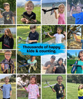 Collage of kids playing with Ultra Durable Foam Airplane Toy For Kids That Flies Fast And High Easy To Throw Glider Plane in various outdoor settings.