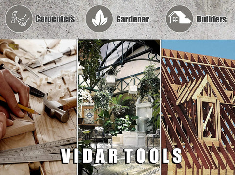 Image of carpentry tools, a greenhouse garden, and building framework showcasing Six Pocket Tool Belt Pouch For Carpenters And Gardeners