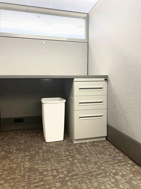 Solid Built 9 Gallon Under Sink Trash Can And Waste Basket For Kitchen Bathroom Or Office Room Featuring A Tough Reinforced Rim Plus Smooth Wipe Down Interior That Makes Spills An Absolute Breeze To Clean Up Today in an office setting.