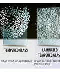 Comparison of tempered and laminated tempered glass; laminated remains integral on impact. Laminated And Tempered Clear Glass Balusters For Deck Rails With Included Brackets And Screws For Facemount Rails Handrail And Staircase 29.5 Inch Length 5 Pack Sturdy Install For Quick Setup.