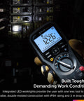 DM93-2 True RMS Industrial Digital Multimeter with 5 digit 40000 count dual display in use for electrical diagnostics.