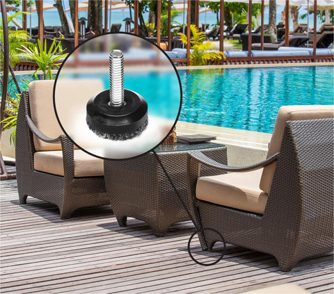 Heavy Duty Adjustable Furniture Levelers For Indoor And Outdoor Use Kick The Wobble Out Screw In Leg Glides All Season Durable for patio chairs.